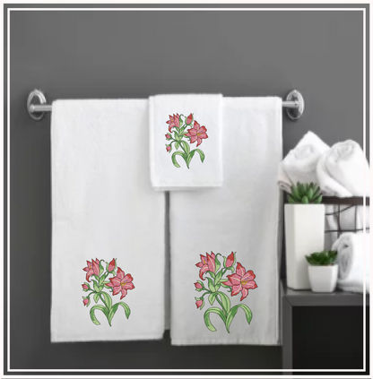 Amaryllis Flower Machine Embroidery Design – Floral Garden, Colorful Bloom, 8 Sizes (0315)