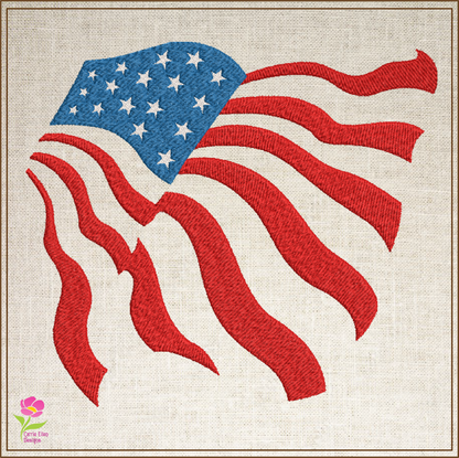 American Flag Machine Embroidery Design | Abstract USA Flag | 4th of July, Memorial Day Patriotic Embroidery | 6 Sizes (0712)