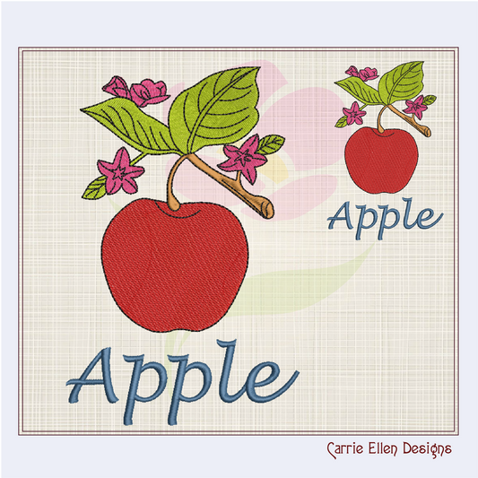 Apple Machine Embroidery Design | Summer Fruit Design | Artistic Fruit and Vegetables Embroidery | 8 Sizes (0938)