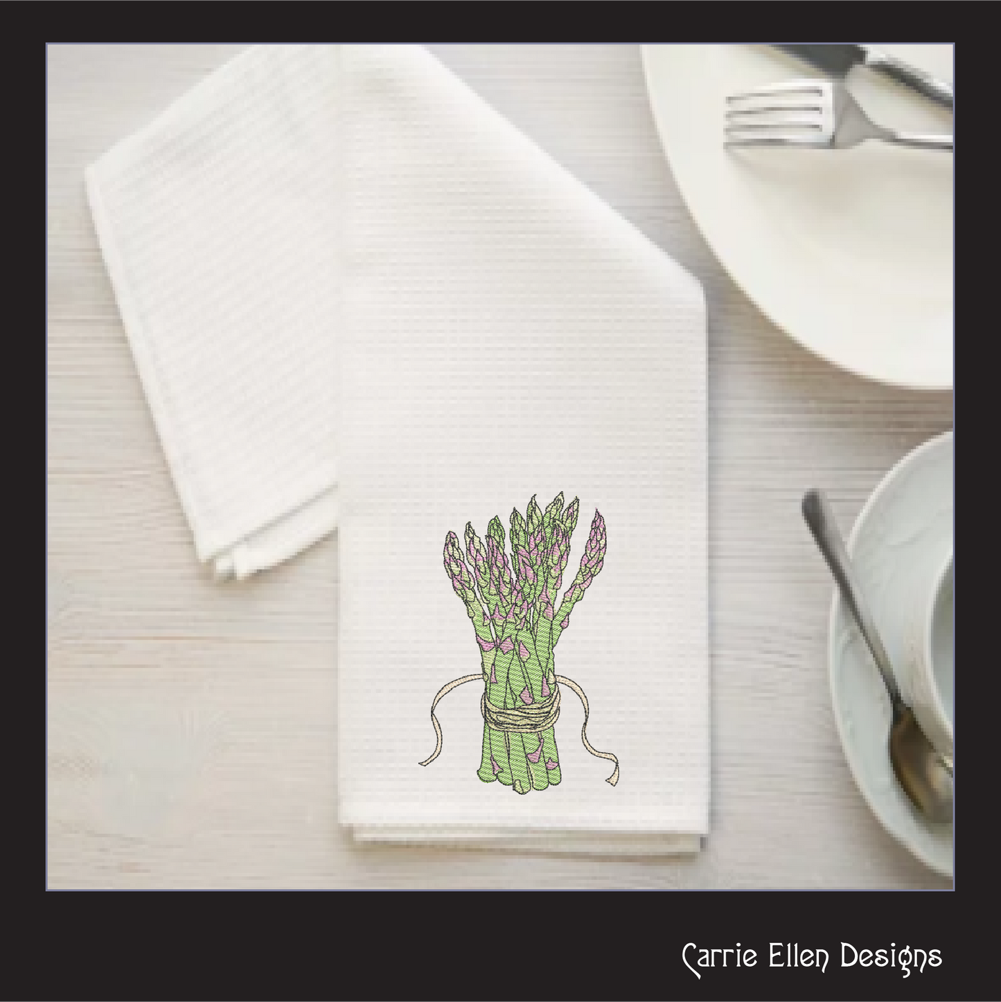 Asparagus Machine Embroidery Design – Organic Garden Vegetable Pattern, Farm-to-Table Kitchen Decor, 6 Sizes (1697)