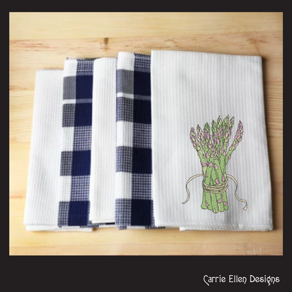 Asparagus Machine Embroidery Design – Organic Garden Vegetable Pattern, Farm-to-Table Kitchen Decor, 6 Sizes (1697)