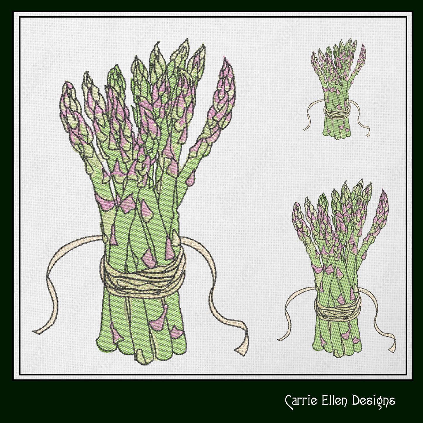 Asparagus Machine Embroidery Design – Organic Garden Vegetable Pattern, Farm-to-Table Kitchen Decor, 6 Sizes (1697)