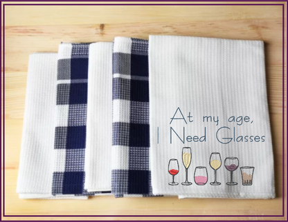 Wine Glass Saying Machine Embroidery Design | At My Age I Need Glasses | Funny Quotes | 6 Sizes (0697)