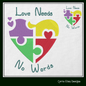 Autism Puzzle Heart Machine Embroidery Design – Love Needs No Words – Autism Awareness Pattern – 6 Sizes (1470)