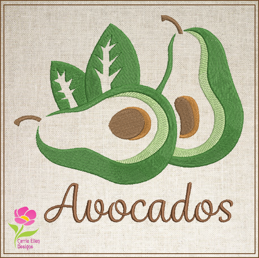 Avocado Machine Embroidery Design – Healthy Fruit Pattern, Avocado Silhouette, Fruits and Vegetables Embroidery Design, 4 Sizes (0447)