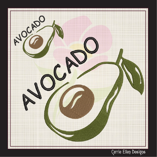 Avocado Machine Embroidery Design | Healthy Fruit Embroidery | Avocado Line Art | Fruits and Vegetables | 8 Sizes (0942)