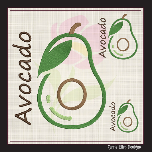 Avocado Machine Embroidery Design | Healthy Fruit Embroidery | Avocado Silhouette | Fruits and Vegetables | 8 Sizes (0963)