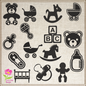 Baby Machine Embroidery Design Icon Bundle | 15 Baby & Newborn Icons, 4 Sizes Each (0429)