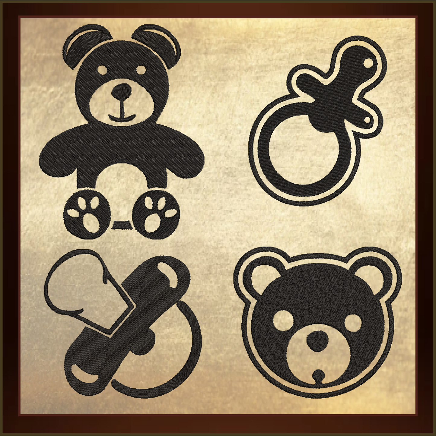 Baby Machine Embroidery Design Icon Bundle | 15 Baby & Newborn Icons, 4 Sizes Each (0429)