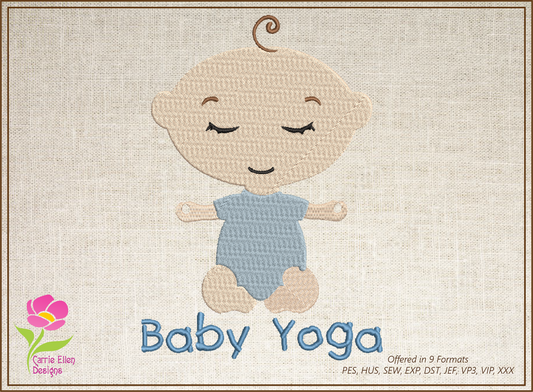 Baby Yoga Pose Machine Embroidery Design –  Cute Baby Boy Yoga Pose, 8 Sizes Each | Health & Fitness (3323)