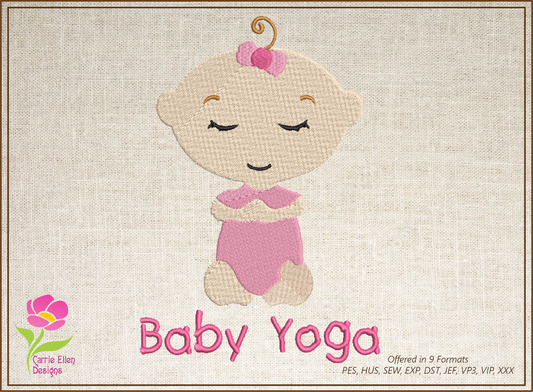 Baby Yoga Pose Machine Embroidery Design –  Cute Baby Girl Yoga Pose, 8 Sizes Each | Health & Fitness (3324)