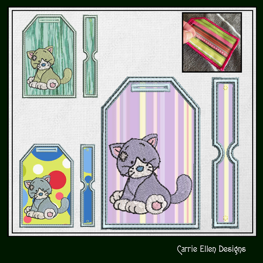 Blue Nose Cat ITH Bag and Luggage Tag Machine Embroidery Design | In The Hoop Embroidery Project (1339)
