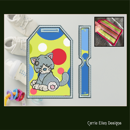 Blue Nose Cat ITH Bag and Luggage Tag Machine Embroidery Design | In The Hoop Embroidery Project (1339)