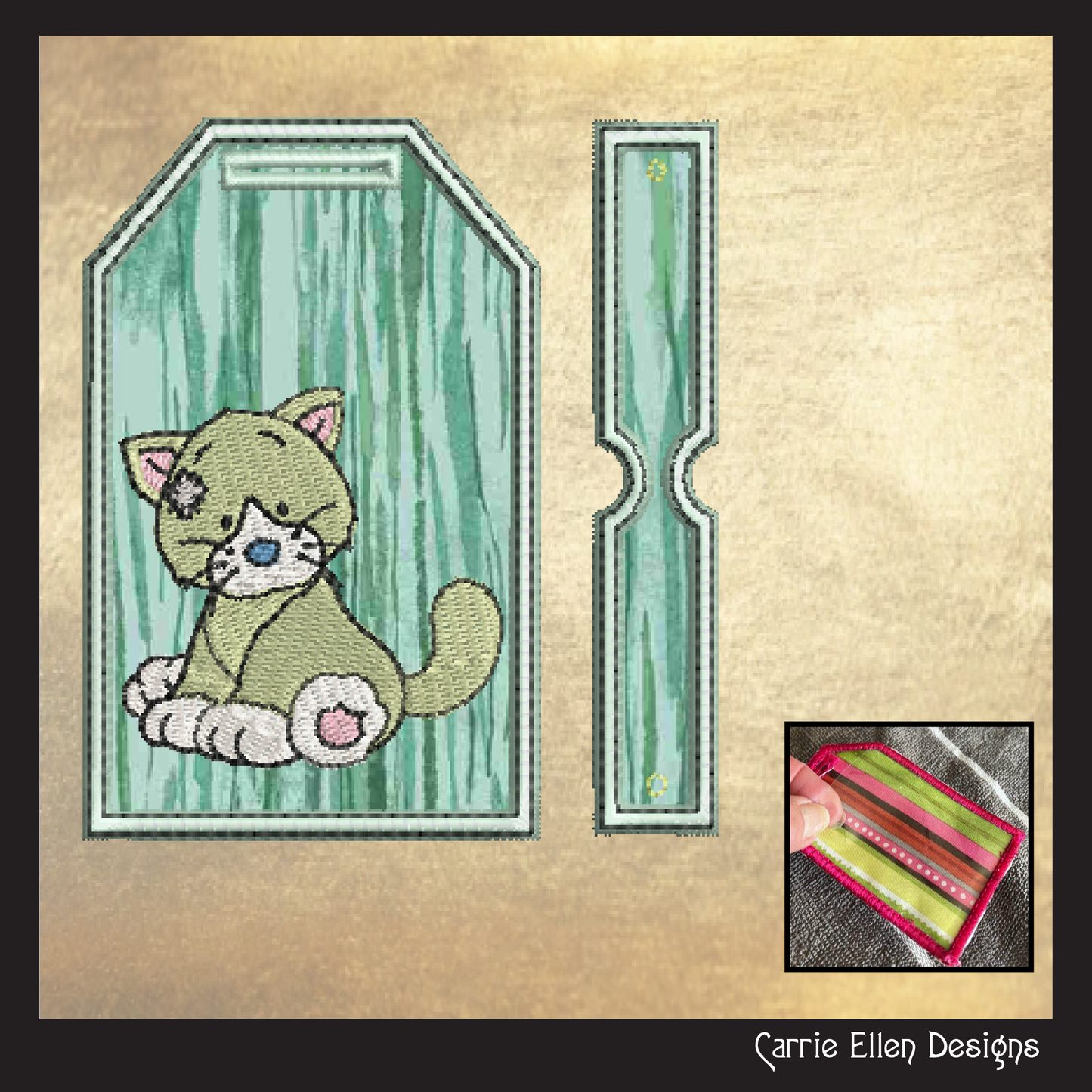 Blue Nose Cat ITH Bag and Luggage Tag Machine Embroidery Design | In The Hoop Embroidery Project (1339)