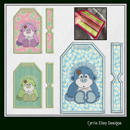 Blue Nose Gorilla ITH Bag and Luggage Tag Machine Embroidery Design | In The Hoop Embroidery Project (1408)