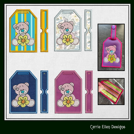 Blue Nose Teddy Bear ITH Bag and Luggage Tag Machine Embroidery Design | In The Hoop Embroidery Project (1340)