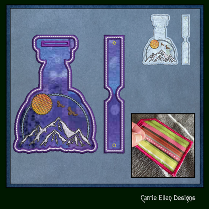 Mountain View ITH Bag and Luggage Tag Machine Embroidery Design | In The Hoop Embroidery Project (1341)