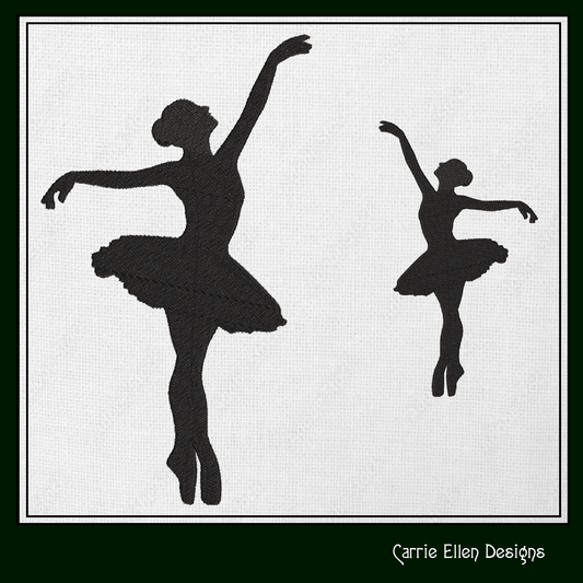 Ballerina Machine Embroidery Design – Dancer Silhouette Pattern, 6 Sizes (1226)