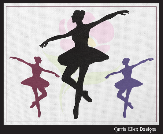 Ballerina Machine Embroidery Design – Dancer Silhouette Pattern, 6 Sizes (1227)