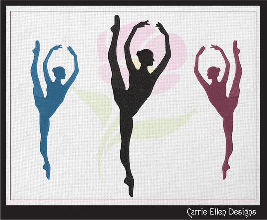 Ballerina Machine Embroidery Design – Dancer Silhouette Pattern, 6 Sizes (1228)