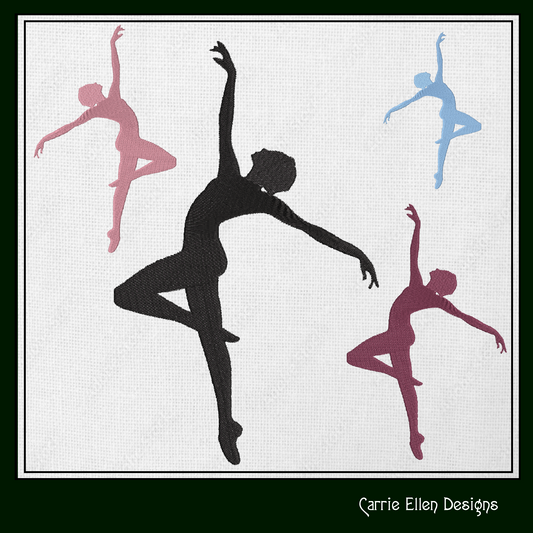 Ballerina Machine Embroidery Design – Dancer Silhouette Pattern, 6 Sizes (1229)