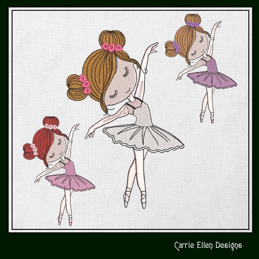 Ballerina Machine Embroidery Design, Dancer Ballet Drawing Design, Kids Design Gift, 6 Sizes (1455)
