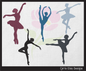 Ballerina Embroidery Design Bundle – Dance Machine Embroidery, 5 Designs – 6 Sizes Each (1231)