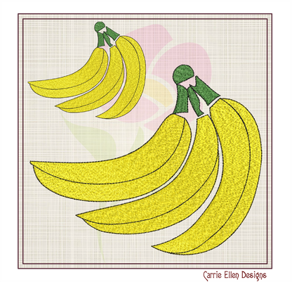 Banana Bunch Machine Embroidery Design | Summer Fruit Artistic Drawing | Fruits and Vegetables Design | 8 Sizes (0943)