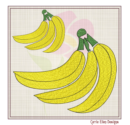 Banana Bunch Machine Embroidery Design | Summer Fruit Artistic Drawing | Fruits and Vegetables Design | 8 Sizes (0943)
