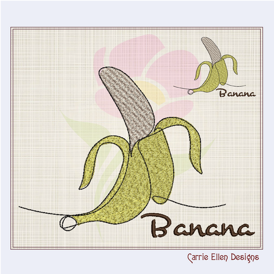 Banana Machine Embroidery Design | Summer Fruit Artistic Drawing | Fruit and Vegetables Design | 8 Sizes (0945)