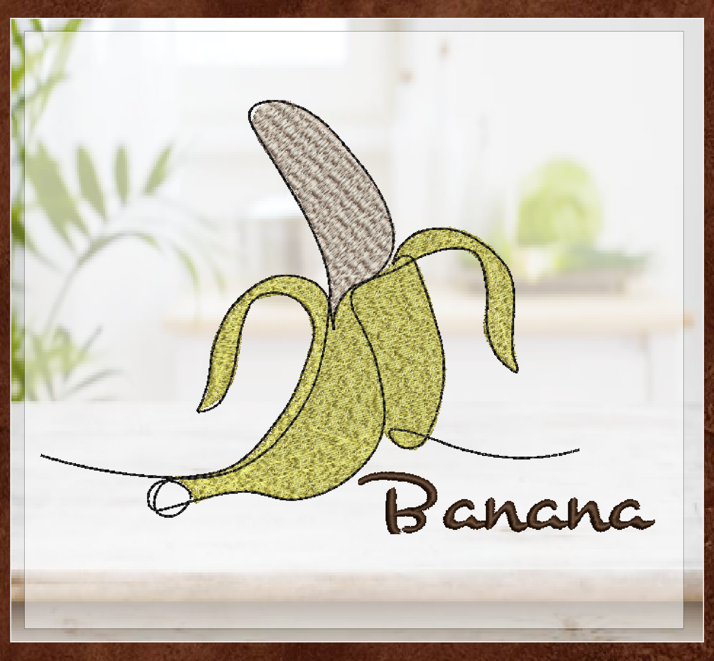 Banana Machine Embroidery Design | Summer Fruit Artistic Drawing | Fruit and Vegetables Design | 8 Sizes (0945)