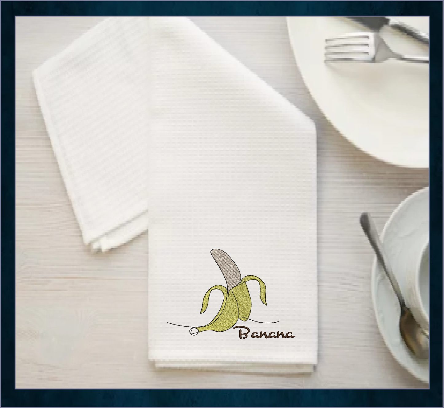 Banana Machine Embroidery Design | Summer Fruit Artistic Drawing | Fruit and Vegetables Design | 8 Sizes (0945)