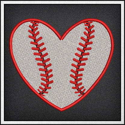 Baseball Heart Machine Embroidery Design, Softball Embroidery Design, Sport Enthusiast Design, 8 Sizes (0380)