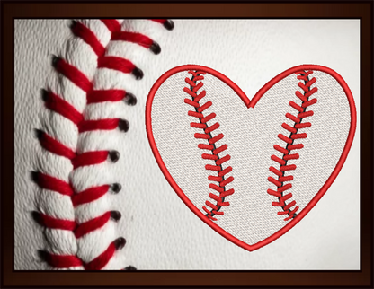 Baseball Heart Machine Embroidery Design, Softball Embroidery Design, Sport Enthusiast Design, 8 Sizes (0380)