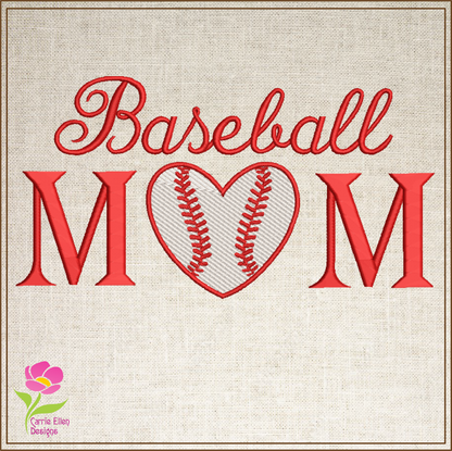 Baseball Mom Machine Embroidery Design – Sports Mom Baseball Embroidery – 8 Sizes (0283)