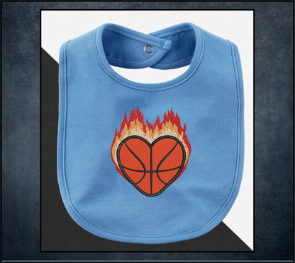 Basketball Machine Embroidery Design, Flaming Heart Basketball Embroidery, Sport Embroidery, Team Sport Design, 8 Sizes (0100)