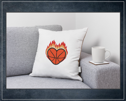 Basketball Machine Embroidery Design, Flaming Heart Basketball Embroidery, Sport Embroidery, Team Sport Design, 8 Sizes (0100)