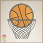 Basketball Machine Embroidery Design – Ball and Hoop, Nothing but Net Sports Embroidery Pattern, 8 Sizes (0476)
