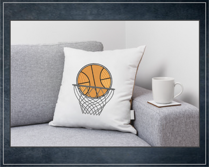 Basketball Machine Embroidery Design – Ball and Hoop, Nothing but Net Sports Embroidery Pattern, 8 Sizes (0476)