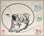 Bass Fishing Machine Embroidery Design | Wide Mouth Bass Sketch | Fishing Embroidery | 6 Sizes (0711)