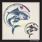 Fishing Embroidery Design – Fishing Pole and Wide Mouth Bass Machine Embroidery – Fishing Sketch Design – 8 Sizes (1121)