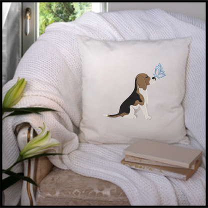 Beagle Profile Machine Embroidery Design | Pet Dog with Butterfly | Animal Embroidery Design | 6 Sizes (0742)