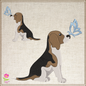 Beagle Profile Machine Embroidery Design | Pet Dog with Butterfly | Animal Embroidery Design | 6 Sizes (0742)