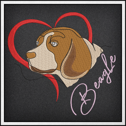 Beagle Love Machine Embroidery Design | Pet Dog with Heart | Dog Lover Animal Embroidery | 6 Sizes (0741)