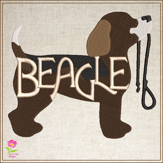 Beagle Puppy Machine Embroidery Design | Puppy with Leash | Dog Lover Animal Pet Embroidery | 6 Sizes (0744)