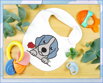 Beagle Puppy with Rose Machine Embroidery Design | Cute Dog Lover Pet Embroidery | Animal Design | 6 Sizes (0740)