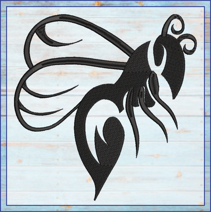 Bee Silhouette Machine Embroidery Design – Bumble Bee, Wasp & Hornet Outline Pattern – 10 Sizes (0116)