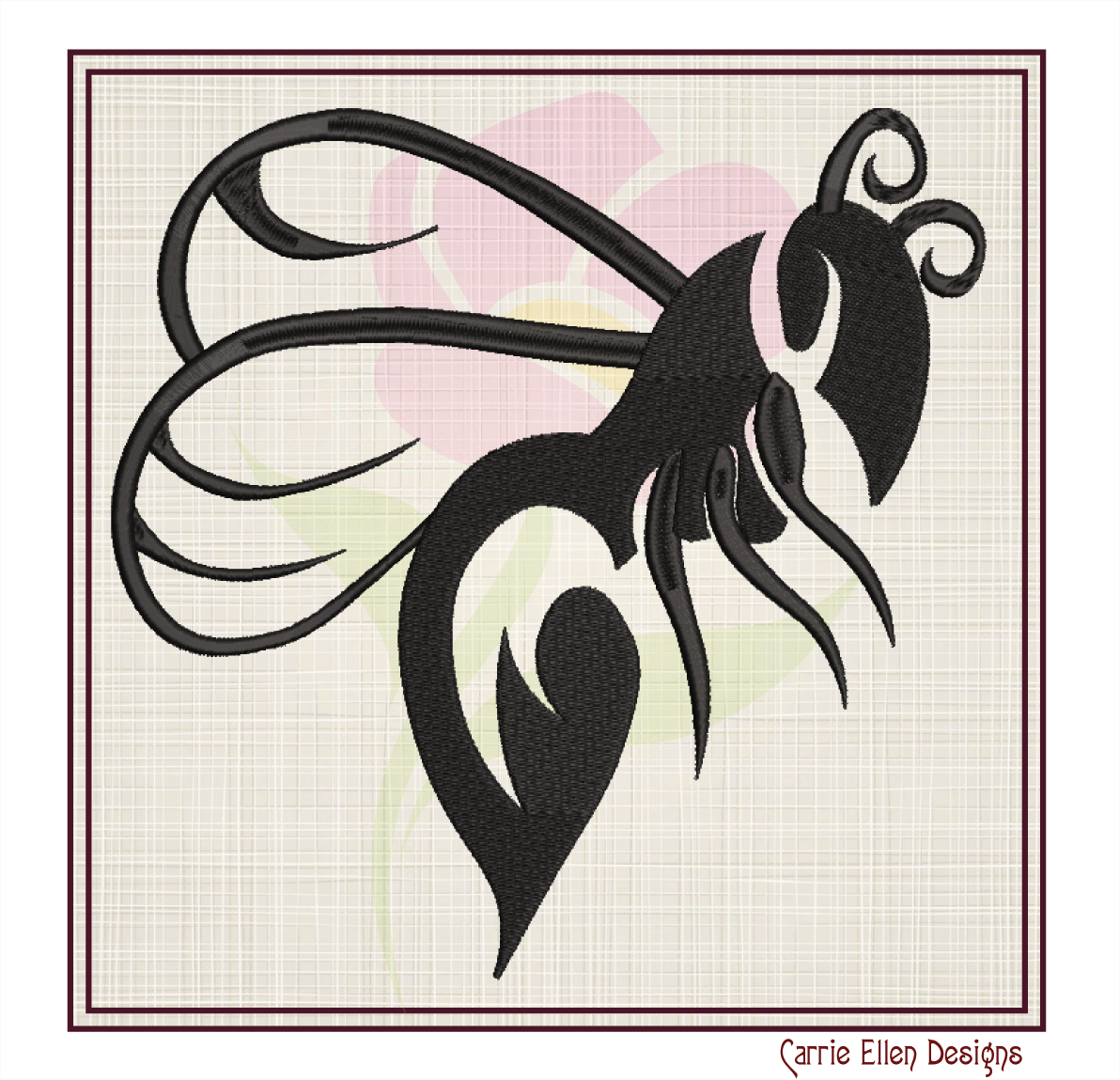 Bee Silhouette Machine Embroidery Design – Bumble Bee, Wasp & Hornet Outline Pattern – 10 Sizes (0116)