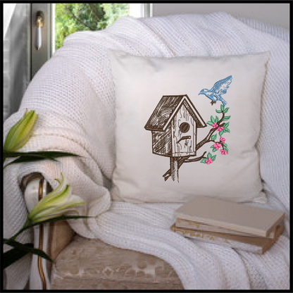 Blue Bird House Machine Embroidery Design | Bird Embroidery Pattern | Home & Garden Design | 6 Sizes (0737)