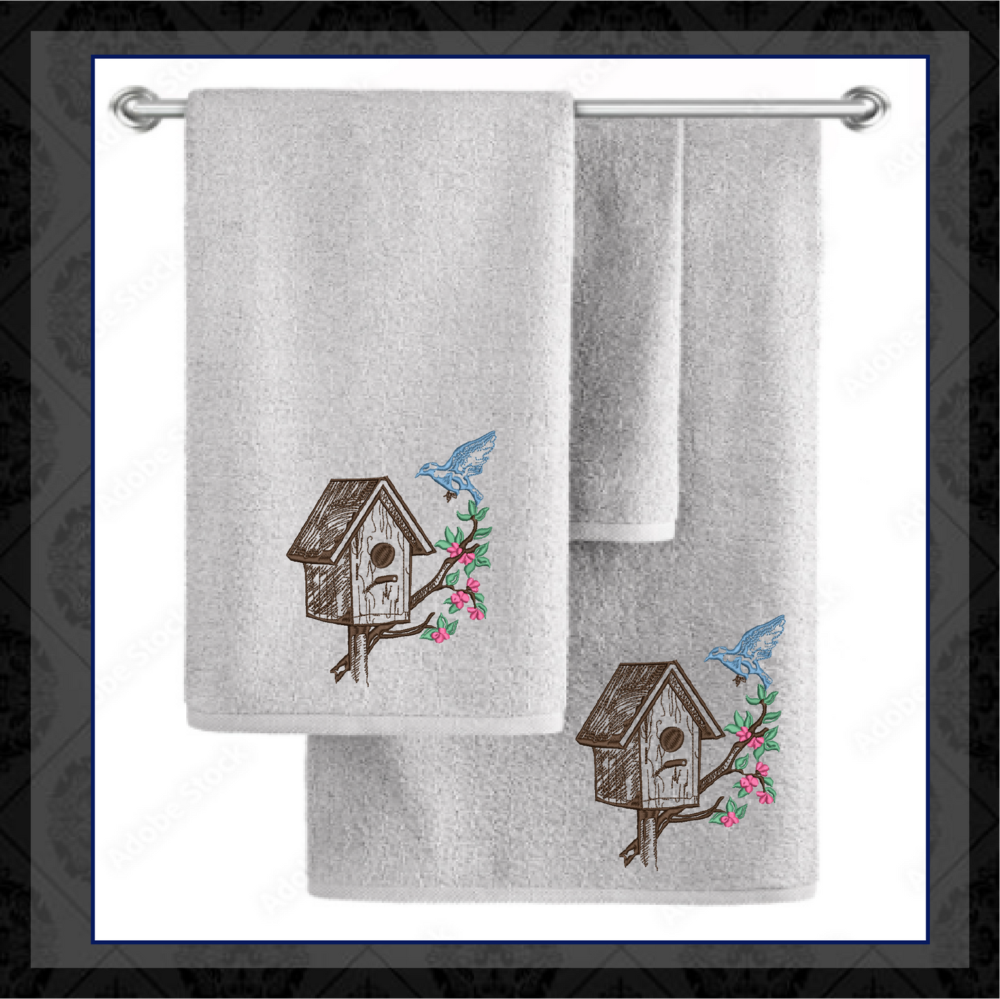 Blue Bird House Machine Embroidery Design | Bird Embroidery Pattern | Home & Garden Design | 6 Sizes (0737)